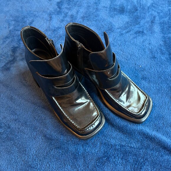 ASOS Black Faux Leather Heeled Ankle Booties - Picture 2 of 5